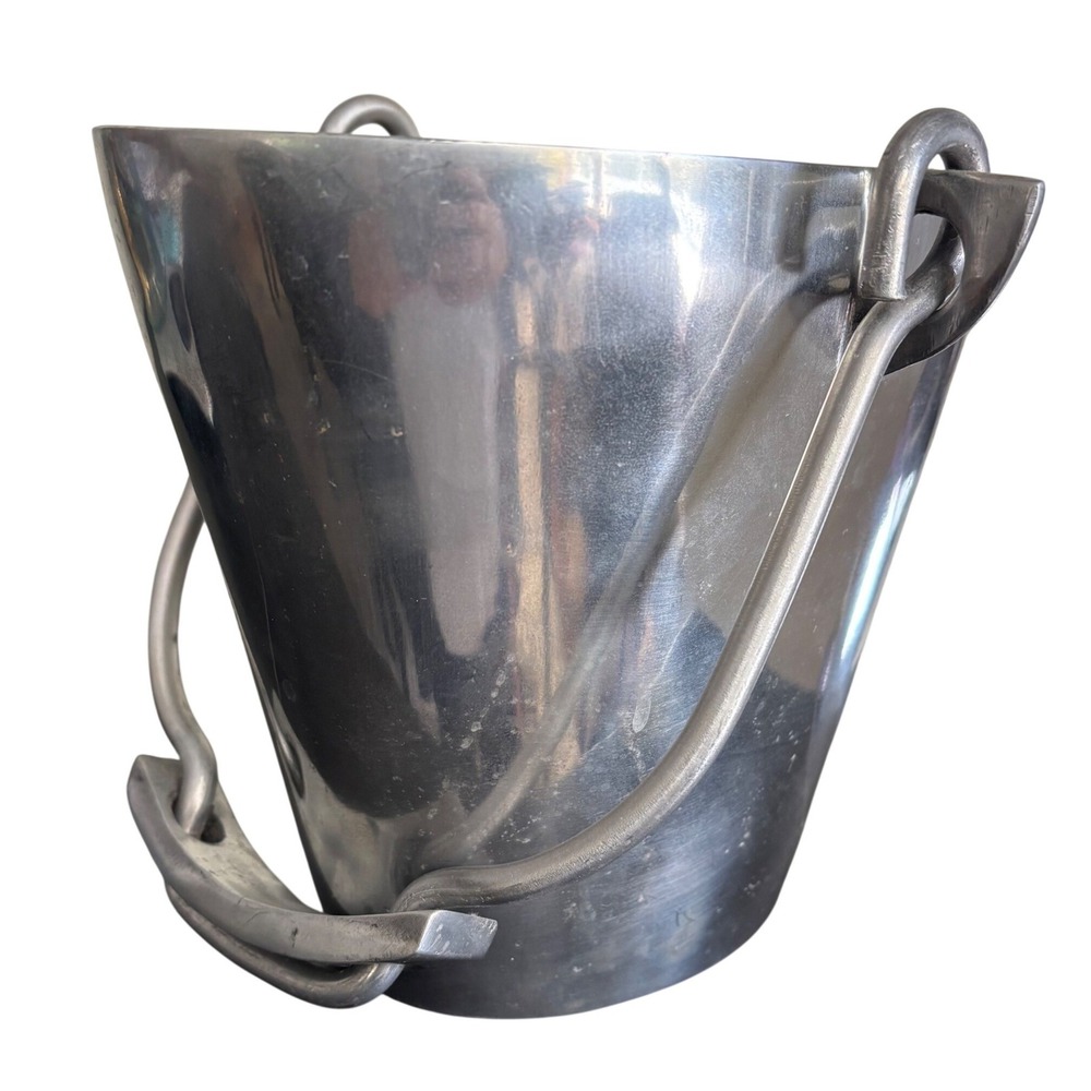 Vintage Cast Aluminum Oval Ice Bucket, Wine Chiller with Pivoting Handles
